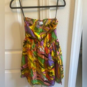 Sawe Multicolor Abstract Print Strapless Dress